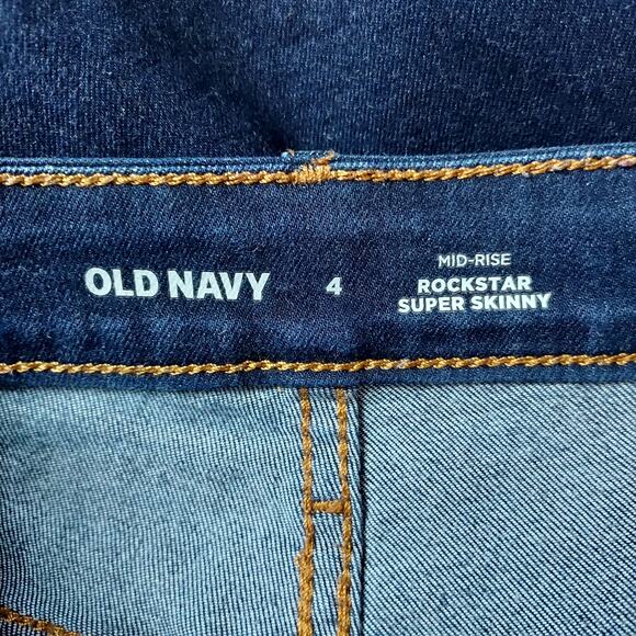 Old Navy 'Rock Star' Super Skinny Midrise Stretch Jeans Dark Wash Size 4 - Picture 8 of 9